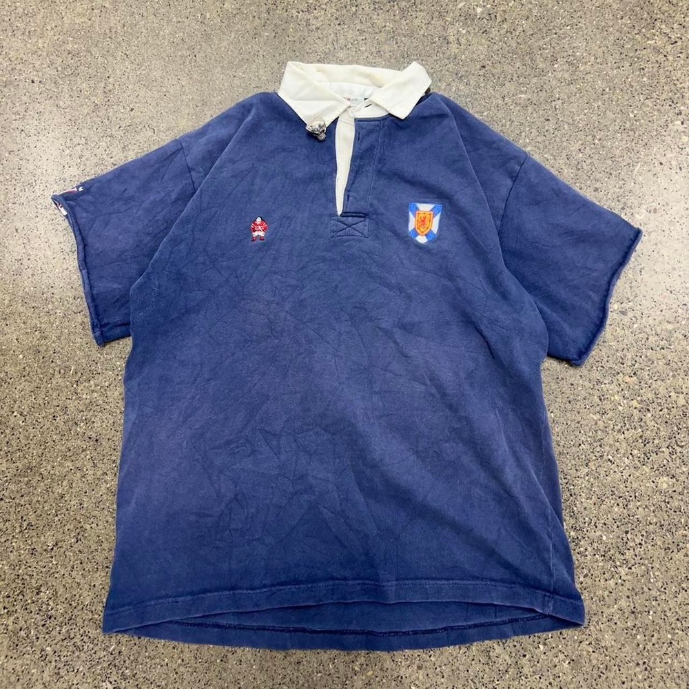 Vintage 80s Barbarian Rugby Scotland Polo Shirt (Size XL)